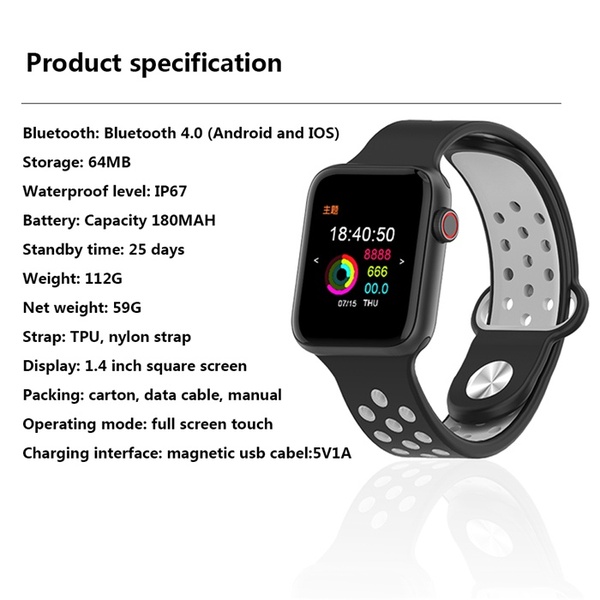 SmartWatch M33 Bracelet (R) Reloj Sport Cardiac Sumergible IP67 |  COMPUCASTRO
