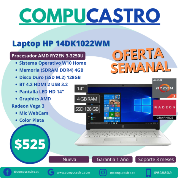 Laptop HP Gamer AMD Ryzen 3-3250U - Imagen 4